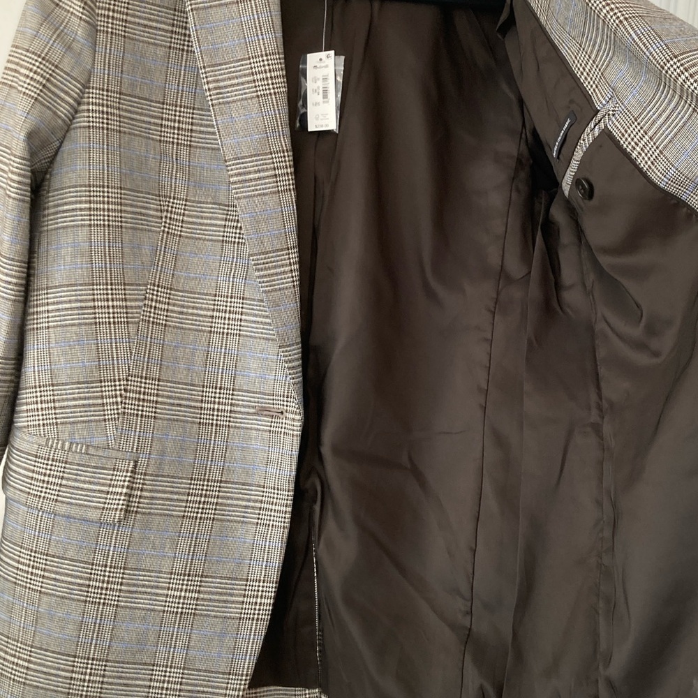 Madewell Italian Wool Fabric Houndstooth Plaid Blazer w/Contrast Felted Collar - Picture 10 of 16